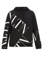 Matchesfashion.com Valentino - Grid Logo Print Cotton Hooded Sweatshirt - Mens - Black