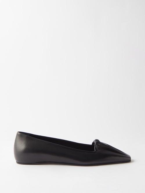 Toteme - The Gathered Leather Ballet Flats - Womens - Black