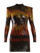 Matchesfashion.com Balmain - Palm Tree Sequinned Mini Dress - Womens - Multi