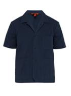 Matchesfashion.com Barena Venezia - Short Sleeved Stretch Cotton Shirt - Mens - Navy