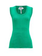 Matchesfashion.com Msgm - Scoop-neck Ribbed-jersey Tank Top - Womens - Green