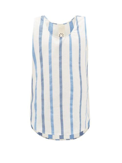 Matchesfashion.com Marrakshi Life - Striped Cotton-blend Tank Top - Mens - Blue Multi