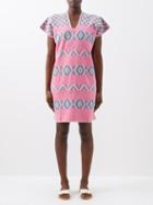 Pippa Holt - Embroidered Cotton Kaftan Dress - Womens - Pink Green