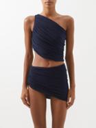 Norma Kamali - Diana One-shoulder Ruched Bikini Top - Womens - Navy