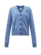 Matchesfashion.com Maison Margiela - Distressed Cotton-knit Cardigan - Womens - Light Blue