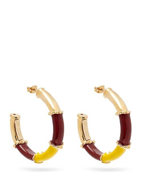 Matchesfashion.com Rosantica By Michela Panero - Show Enamel Hoop Earrings - Womens - Yellow