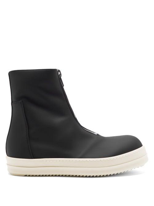 Matchesfashion.com Rick Owens Drkshdw - Zip-front High-top Rubber Trainers - Mens - Black White