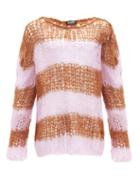 Matchesfashion.com Raf Simons - Striped Oversized Open-knit Sweater - Mens - Pink