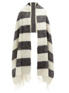 Marni - Striped Arm-hole Knitted Scarf - Womens - Black White