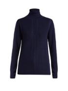 Matchesfashion.com Falke - Evelyn Roll Neck Wool Blend Sweater - Womens - Dark Navy