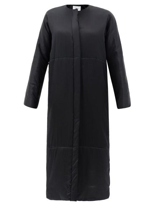 Matchesfashion.com La Collection - Pheme Padded Silk-satin Coat - Womens - Black