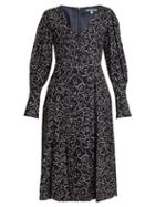 Matchesfashion.com Alexachung - Cloud Print V Neck Crepe Dress - Womens - Navy White