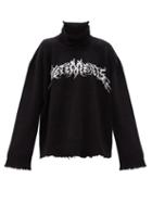 Matchesfashion.com Vetements - Logo-embroidered Wool-blend Sweater - Mens - Black