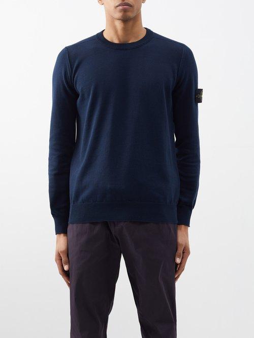 Stone Island - Logo-patch Cotton-jersey Sweatshirt - Mens - Navy