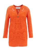 Valentino - Peonies V-logo Cotton-blend Lace Dress - Womens - Orange