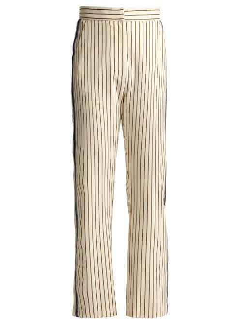 Matchesfashion.com See By Chlo - Pinstriped Straight Leg Cropped Crepe Trousers - Womens - Cream Multi