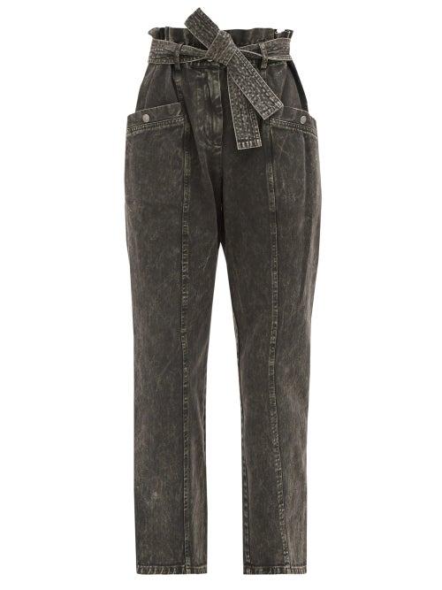 Matchesfashion.com Sea - Idun Paperbag-waist Acid-washed Cotton Jeans - Womens - Grey