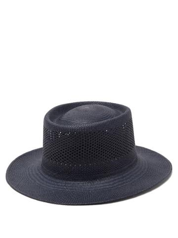 Matchesfashion.com Greenpacha - Cuba Pointelle Toquilla Straw Hat - Womens - Navy