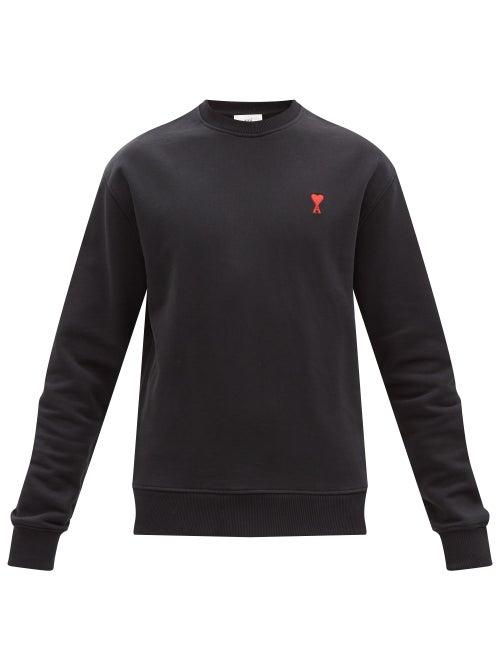 Ami - Ami De Caur-logo Cotton-jersey Sweater - Mens - Black
