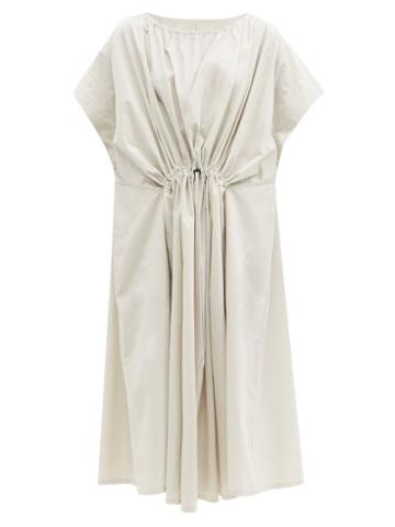 Matchesfashion.com Birkenstock X Toogood - The Mudlark Drawstring-waist Cotton Dress - Womens - Ivory