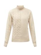 Matchesfashion.com Oliver Spencer - Talbot Roll-neck Cable-knit Wool Sweater - Mens - Beige