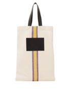Matchesfashion.com Jil Sander - Striped Linen-canvas And Leather Tote Bag - Womens - White Multi