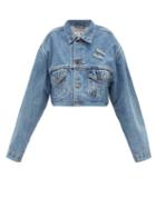 Matchesfashion.com Re/done Originals - X The Attico Cropped Denim Jacket - Womens - Denim