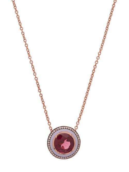Matchesfashion.com Selim Mouzannar - Diamond, Rhodolite & 18kt Rose-gold Necklace - Womens - Rose Gold
