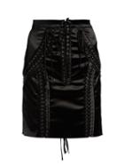 Matchesfashion.com Dolce & Gabbana - Satin Lace Up Skirt - Womens - Black