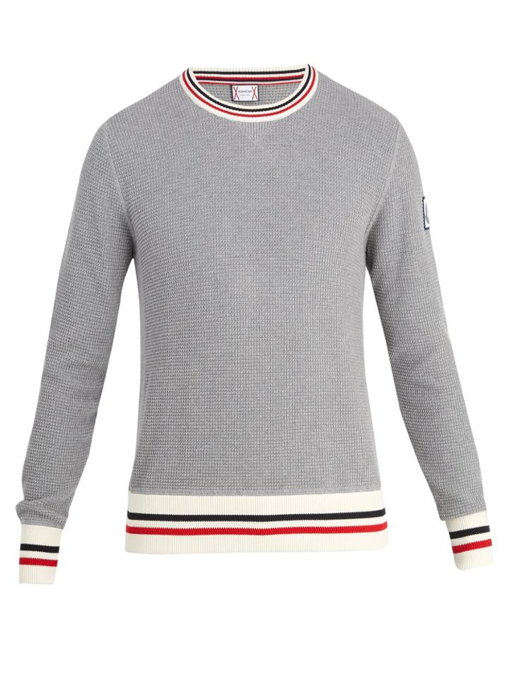 Moncler Gamme Bleu Crew-neck Waffle-knit Cotton Sweater
