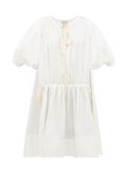 Matchesfashion.com Lee Mathews - Elsie Puff Sleeve Cotton Blend Dress - Womens - White