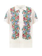 Matchesfashion.com Bode - Floral-needlepoint Cotton-gauze Shirt - Womens - White