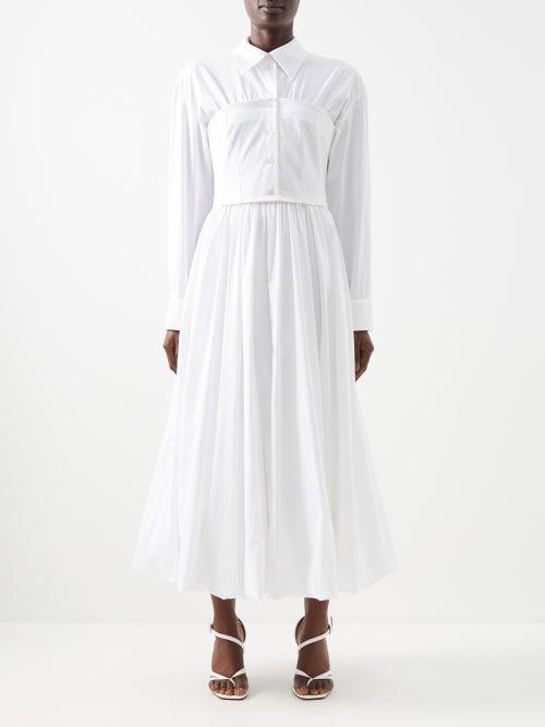 A.w.a.k.e. Mode - Layered-panel Cotton-poplin Shirt Dress - Womens - White