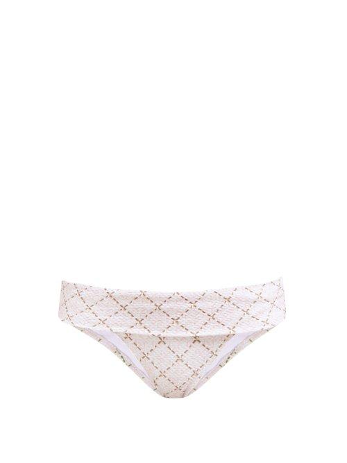 Matchesfashion.com Heidi Klein - Tybee Island Checked Cloqu Bikini Briefs - Womens - Pink