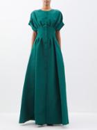 Carolina Herrera - Corset-waist Silk-faille Gown - Womens - Dark Green