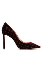 Matchesfashion.com Jimmy Choo - Romy 100 Glitter Embellished Velvet Pumps - Womens - Burgundy
