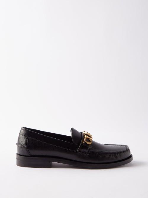 Gucci - Logo-plaque Leather Loafers - Womens - Black
