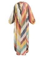 Matchesfashion.com Marrakshi Life - Touareg Chevron-striped Cotton-blend Maxi Dress - Womens - Multi Stripe