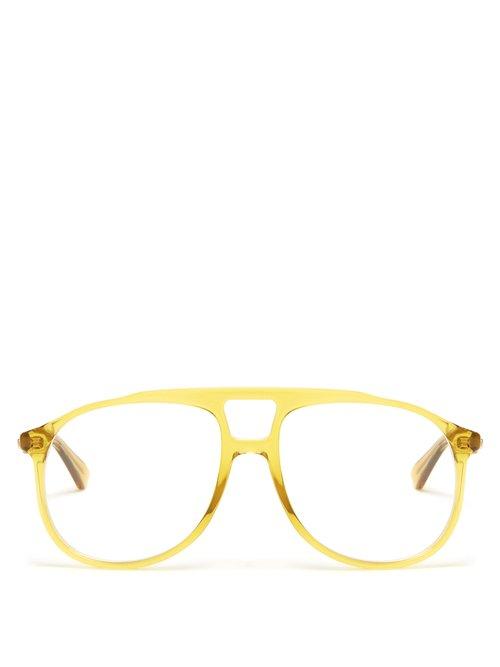 Matchesfashion.com Gucci - Aviator Acetate Glasses - Mens - Yellow
