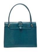 Matchesfashion.com Dolce & Gabbana - Ingrid Small Lizard Effect Leather Bag - Womens - Blue