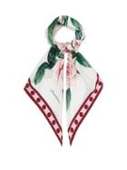 Matchesfashion.com Dolce & Gabbana - Rose-print Silk Scarf - Womens - Pink White