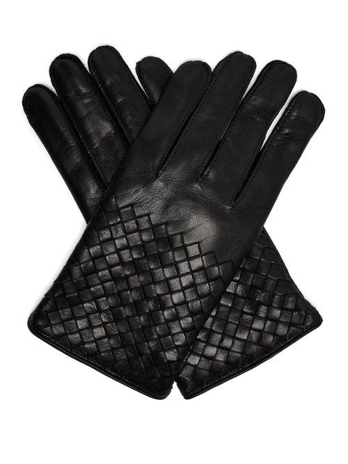 Matchesfashion.com Bottega Veneta - Intrecciato Woven Leather Gloves - Mens - Black