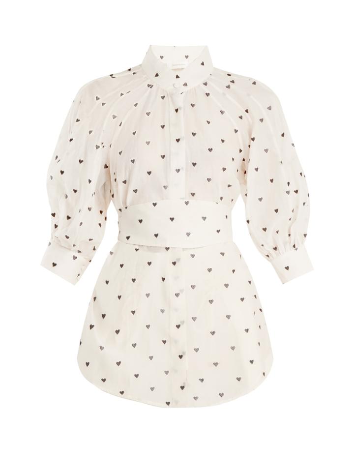 Zimmermann Painted Heart Embroidered Cotton-blend Shirt