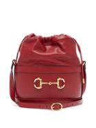 Matchesfashion.com Gucci - 1955 Horsebit Grained-leather Bucket Bag - Womens - Red