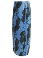 Matchesfashion.com Rebecca De Ravenel - Tiger Print Silk Wrap Skirt - Womens - Blue Print