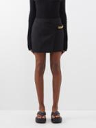 Stella Mccartney - Falabella Wool-embellished Twill Mini Skirt - Womens - Black