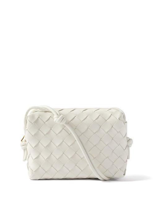 Bottega Veneta - Mini Intrecciato-leather Cross-body Bag - Womens - White