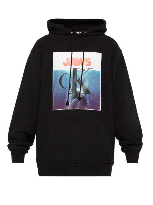 Matchesfashion.com Calvin Klein 205w39nyc - Jaws Cotton Jersey Hooded Sweatshirt - Mens - Black
