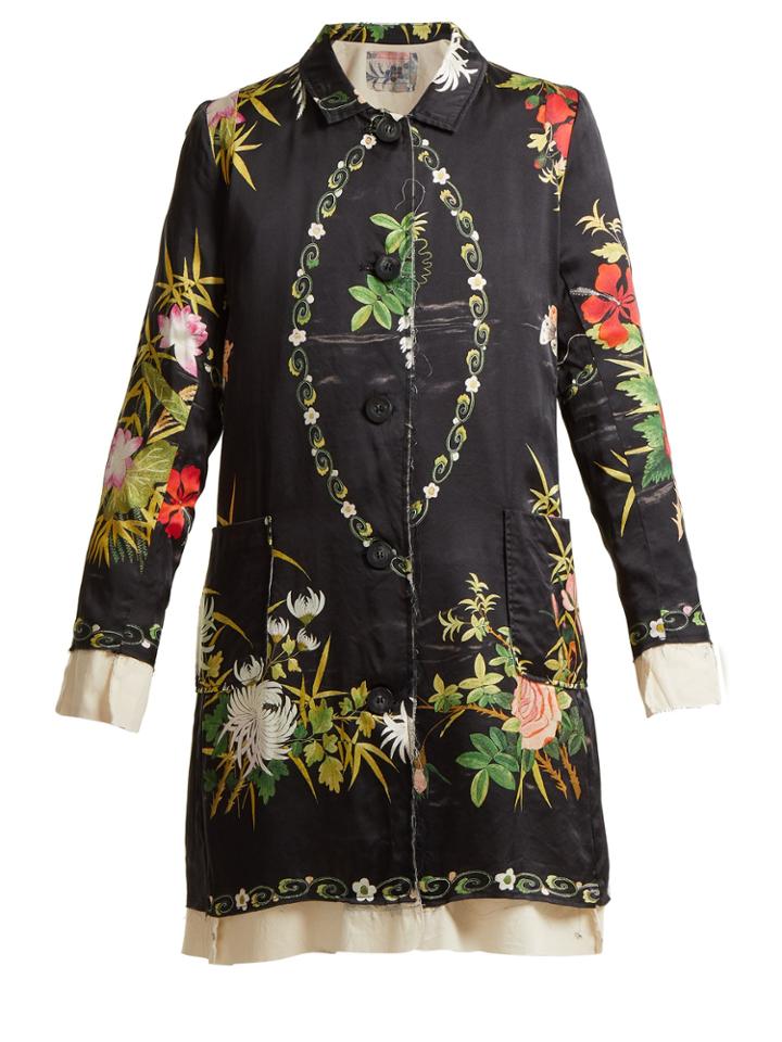 By Walid Martha Wisteria-print Satin Coat