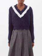 Shushu/tong - Lace-trimmed Mohair-blend Sweater - Womens - Navy White